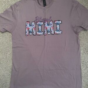 Blessed Mimi Floral Lettering Tee - Mauve